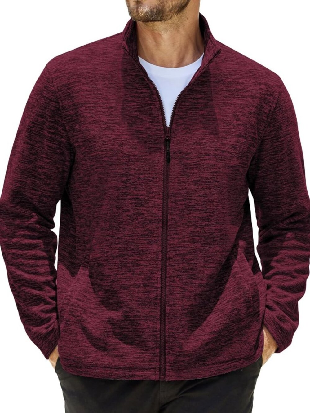 Lightweight Men's Fleece Jacket - Full Zip Casual Sweater for Outdoor Comfort